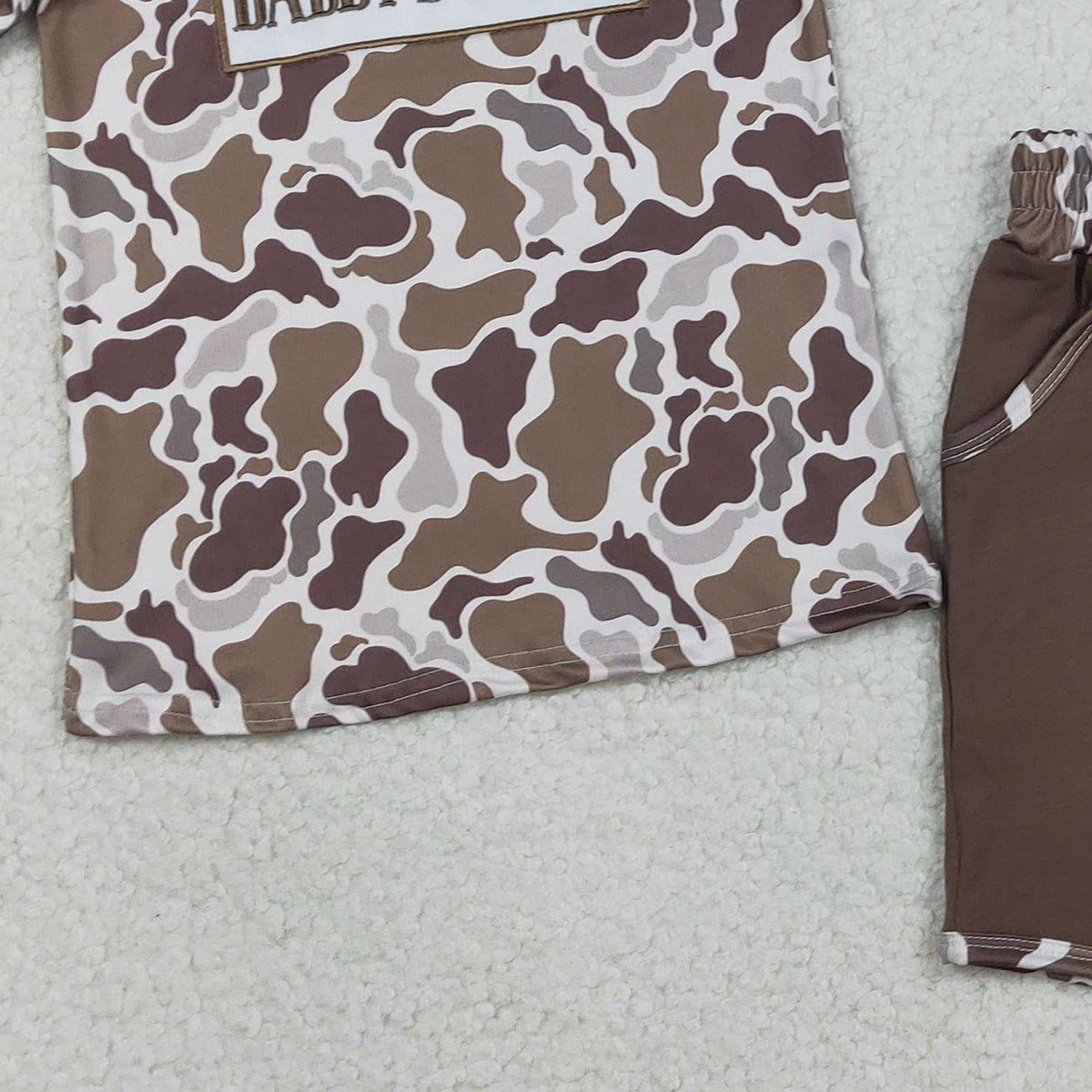 1.27 RTS NO MOQ (In stock)BSSO1832 Embroidery Daddy's Buddy Baby Boys Southern Brown Camo Pockets Shorts Clothes Sets