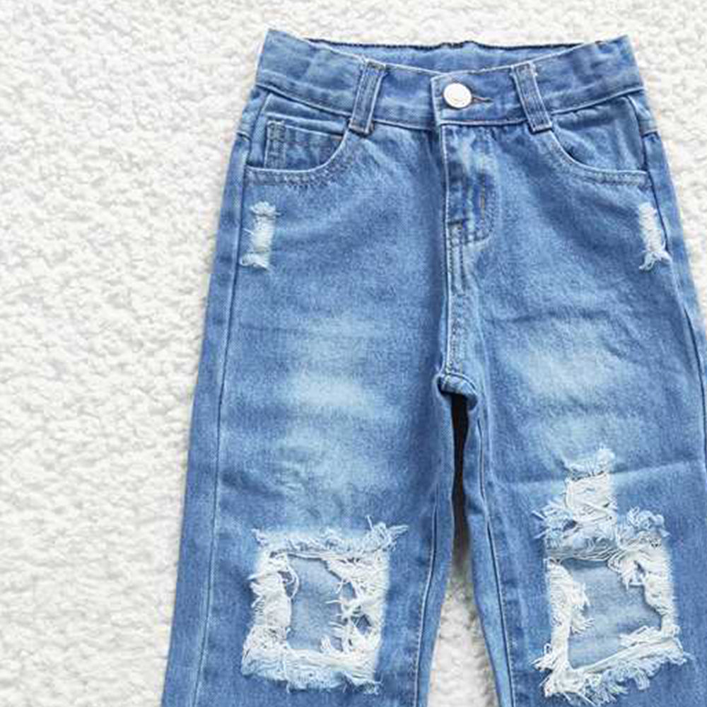 USA Shop (in stock)D4-16 Boy Denim Pants with Hole Trendy Casual Fit Kids Jeans Clothing for Boys