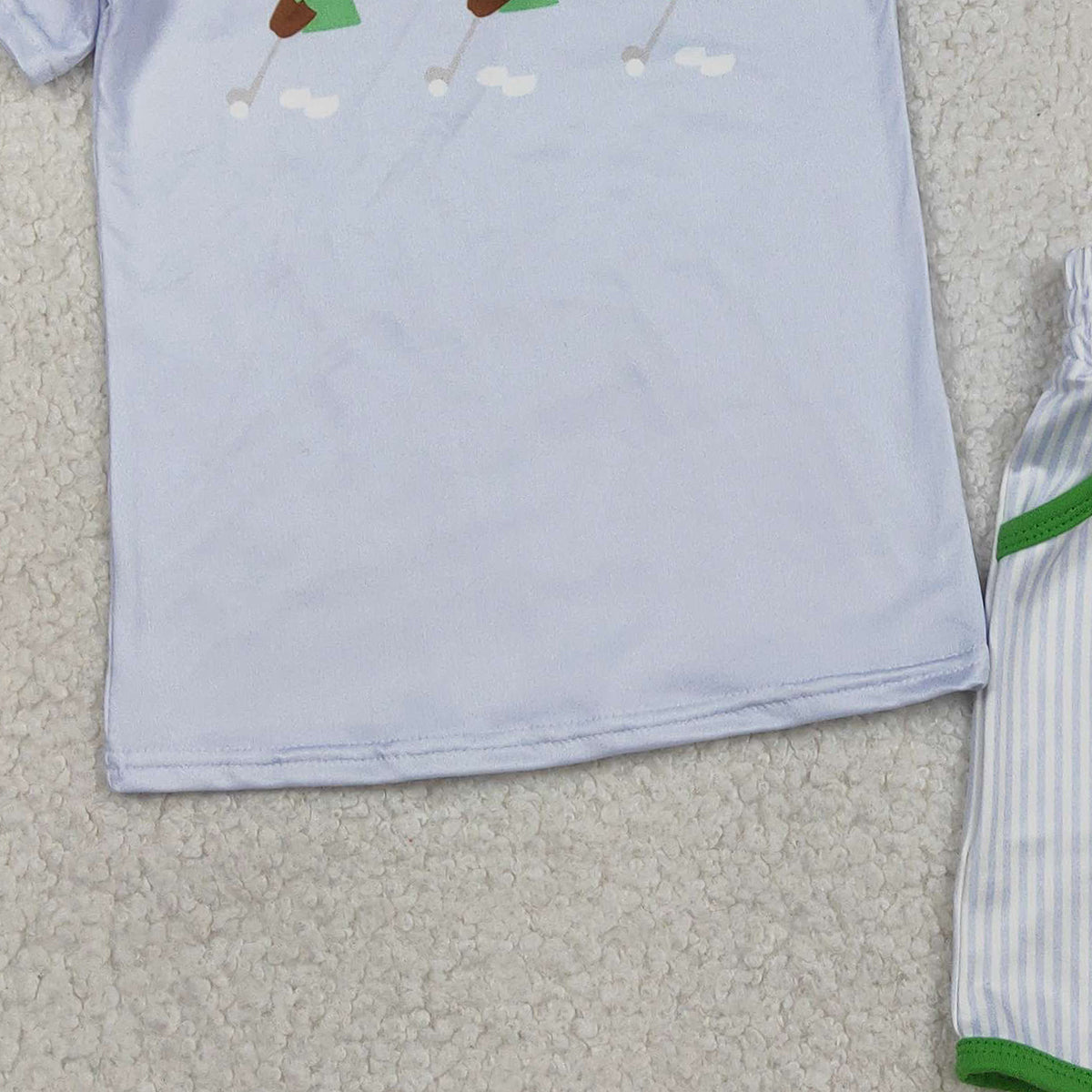 1.23 RTS NO MOQ (In stock)BSSO1757 Baby Boys Blue Bears Golf Top Pockets Stripe Shorts Clothes Sets