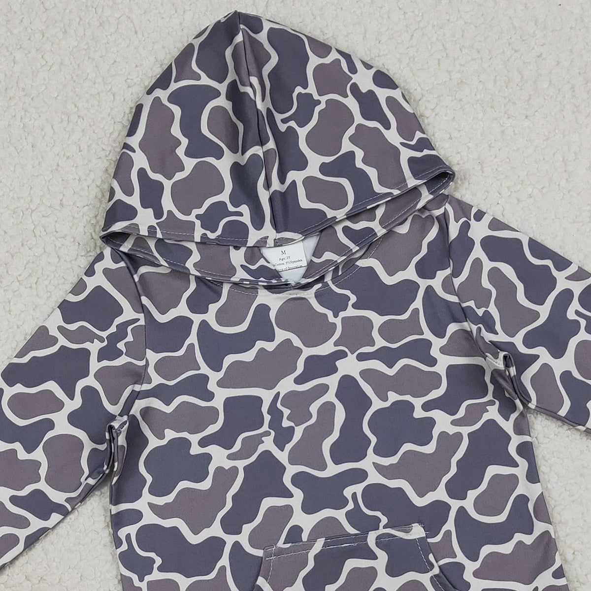 3.18 RTS NO MOQ (In stock)BT1572 Baby Boys Long Sleeve Dark Grey Camo Pockets Hoodies Top