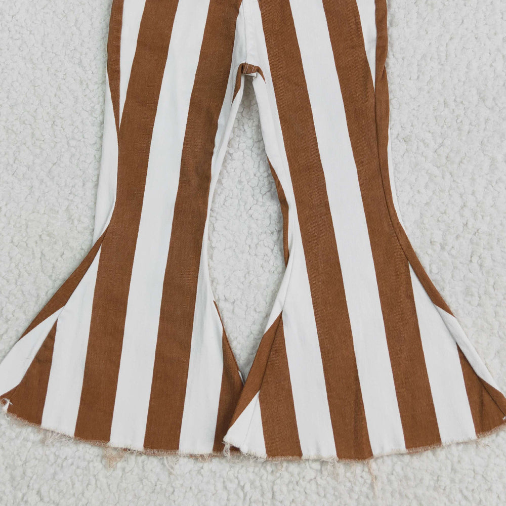 USA Shop (in stock)E5-24 Baby Girls Denim Pants Dark Orange Stripe Bell Jeans Denim Pants