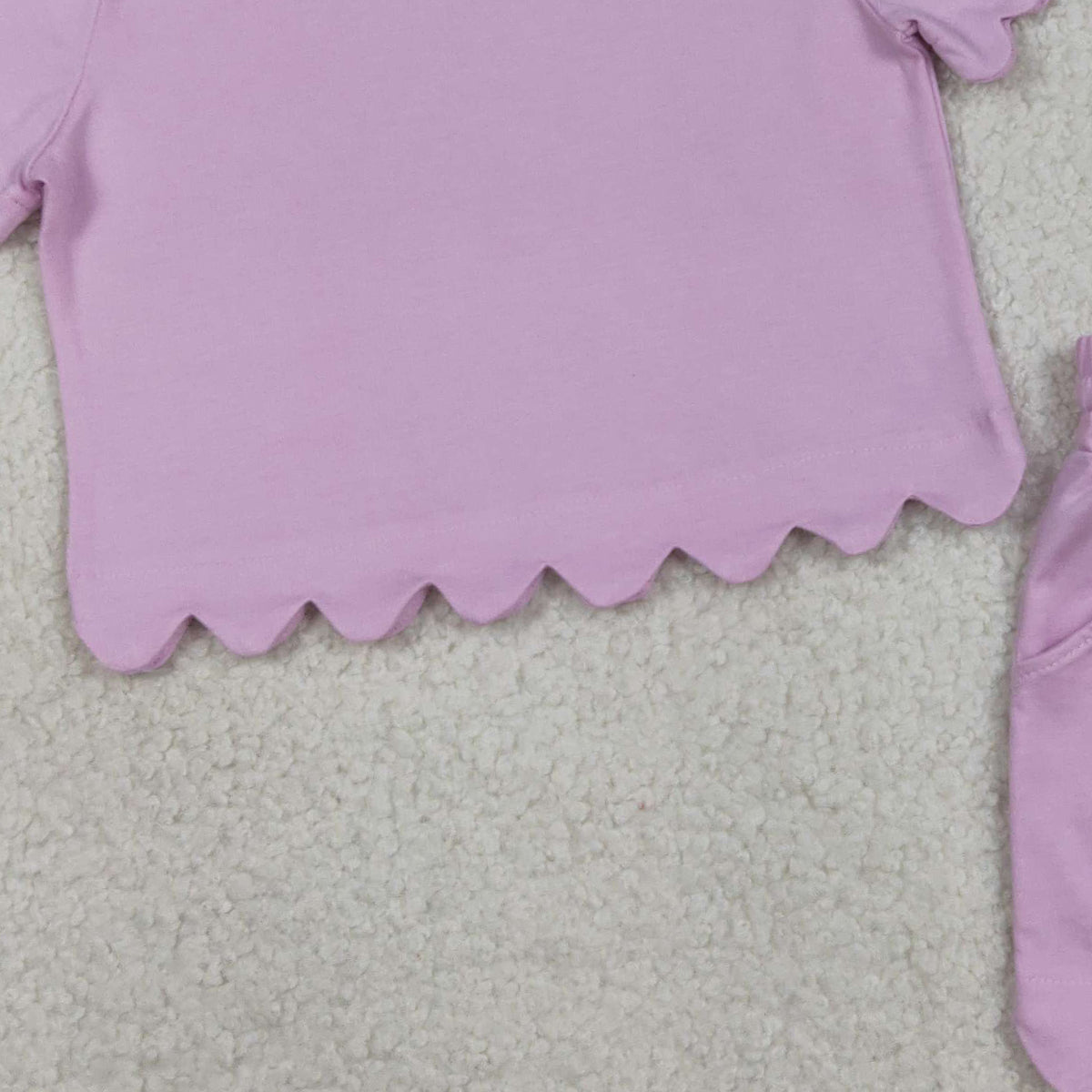 3.7 RTS NO MOQ (In stock)GSSO3173 Kids Clothing for Girls Baby Girls Lavender Short Sleeve Shirts Top Scallop Shorts Clothes Sets