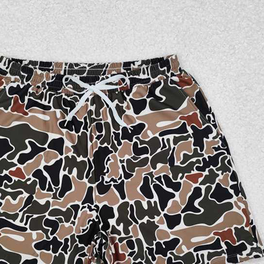 S0478RTS NO MOQ Adult Men's Swimsuits Adult Men's Brown Camouflage Swim Trunks Summer Lightweight Quick Dry Breathable Water Shorts for Beach And Pool