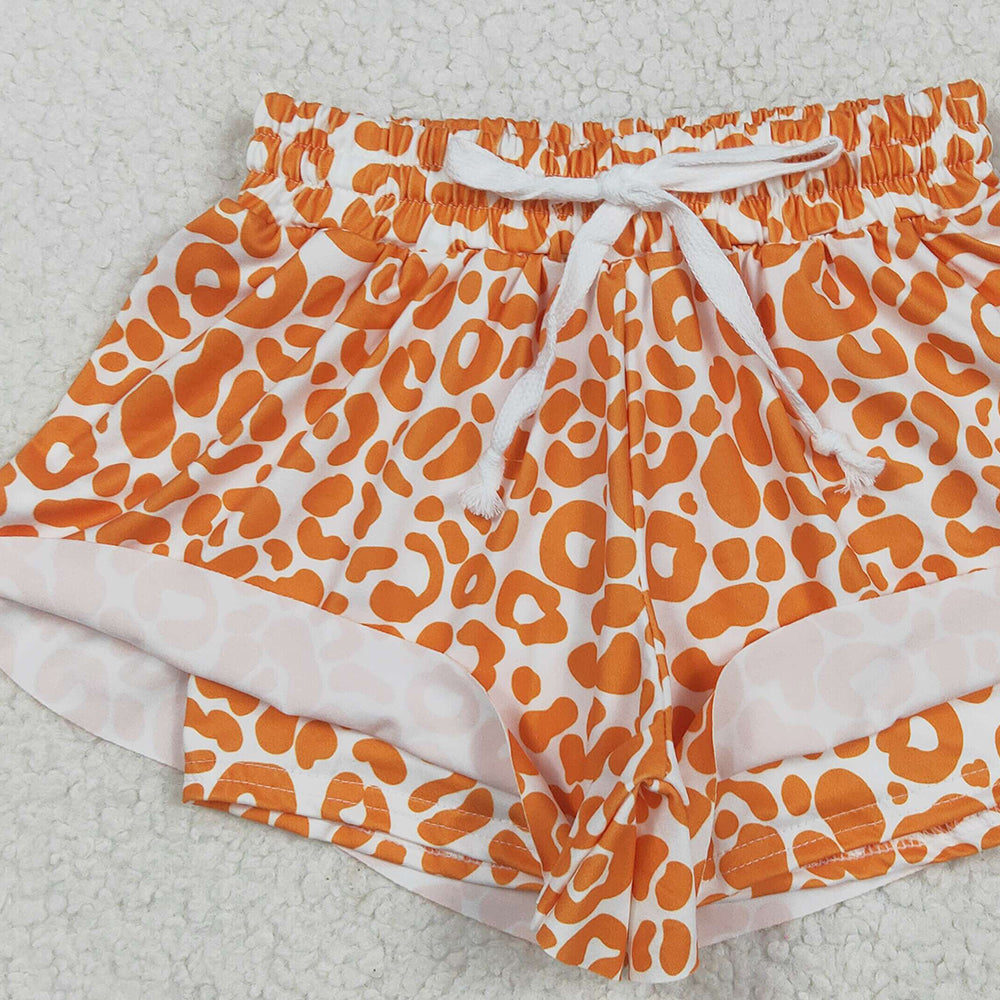 SS0584RTS NO MOQ Baby Girls Summer Shorts Baby Girls Orange Leopard Summer Shorts Bottoms