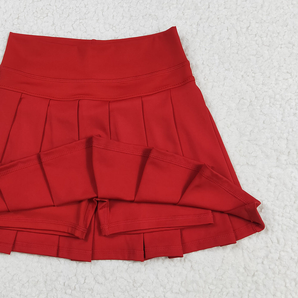 8.23 RTS NO MOQ (In stock)GLK0125 Baby Girls Summer Yoga Skirt Baby Girls Red Yoga Skorts Bottom Pleated Skirts