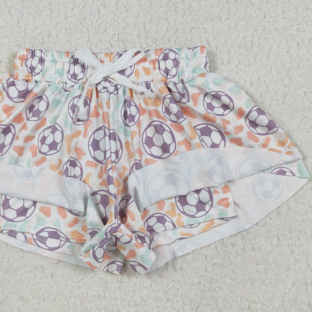 SS0582RTS NO MOQ Baby Girls Summer Shorts Colorful leopard soccer baby girls summer shorts