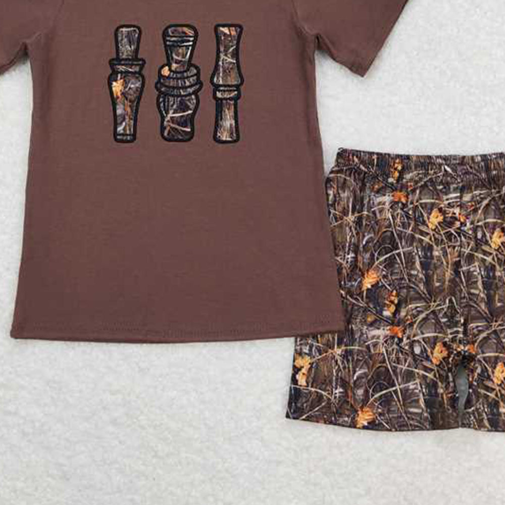 USA Shop (in stock) BSSO0780 RTS NO MOQ Short sleeves duck call top camo shorts kids boys clothing