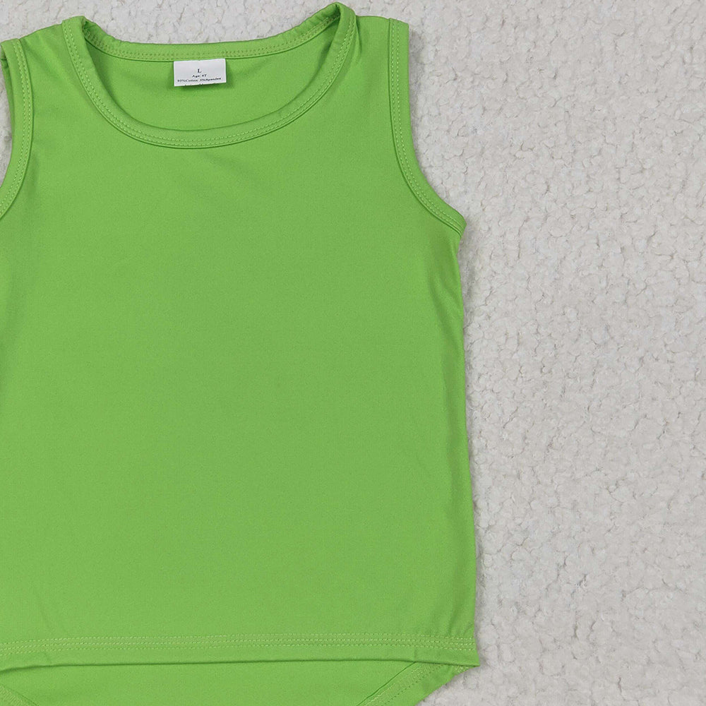 6.25 GT0985 RTS NO MOQ Baby Girls Summer Yoga Tops Baby Girls Green Sleeveless Vests Top