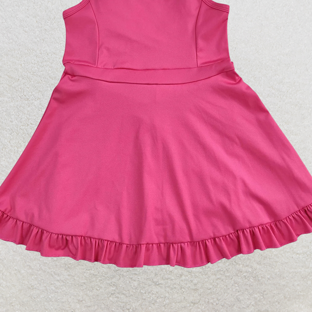 USA Shop (in stock)S0440 Baby Girls Summer Swimsuits Hot pink straps ruffle baby girls summer active
