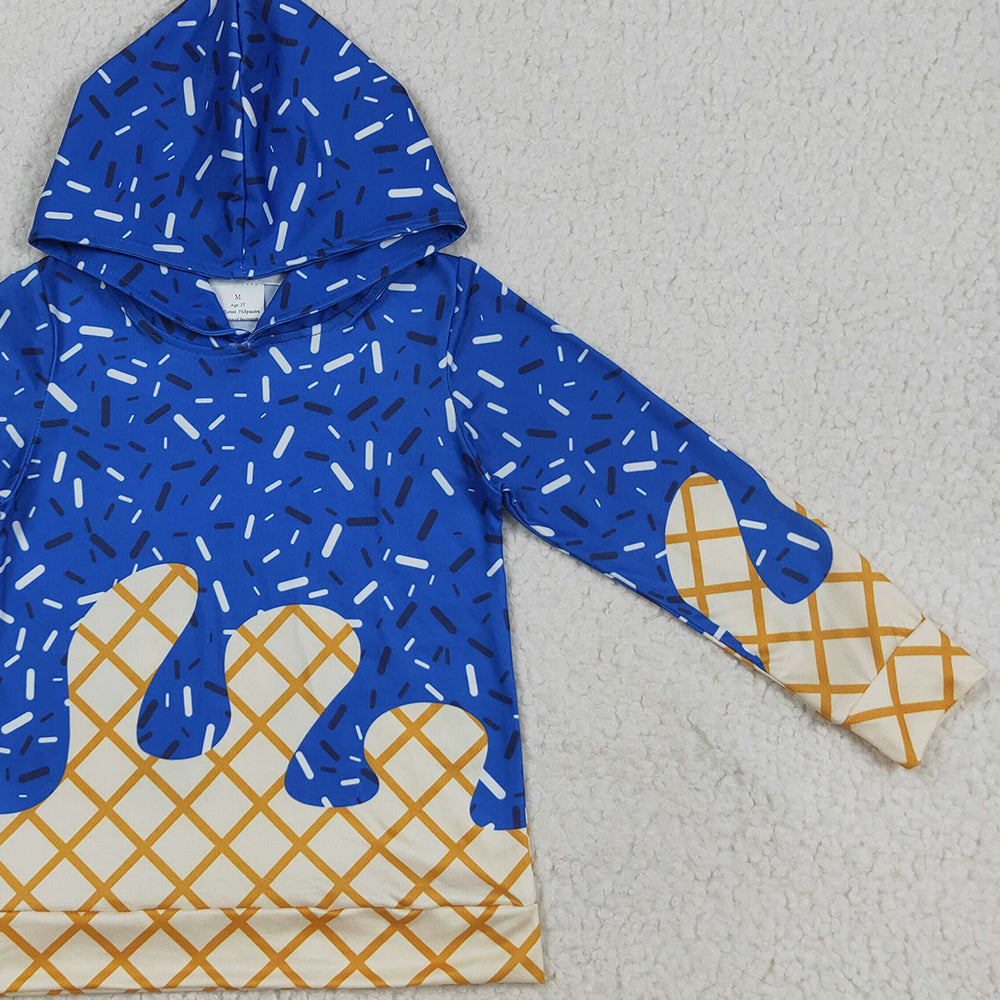 USA Shop (in stock)BT1275 Baby Boys Long Sleeve Tops Baby Kids Royal Blue Long Sleeves Team Sprinkles Drips Hoodies Tops