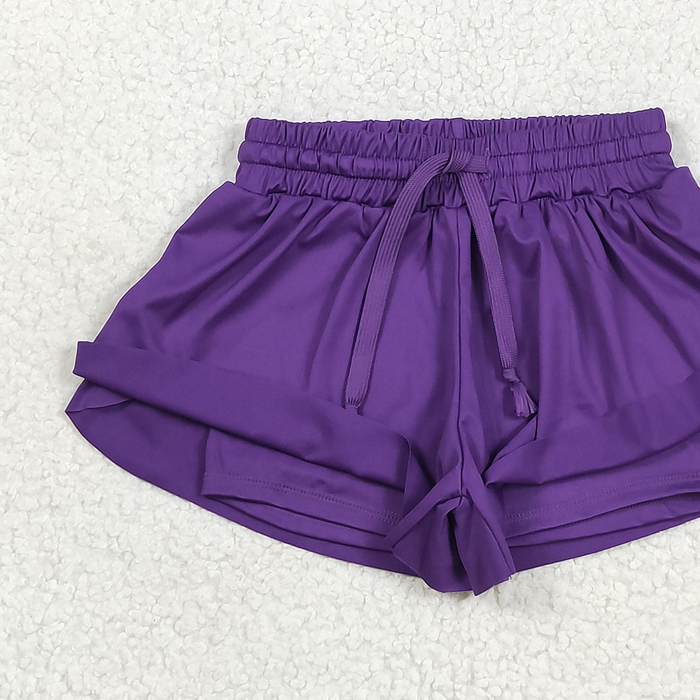 USA Shop (in stock)SS0602 Baby Girls Summer Yoga Shorts Baby Girls Purple Yoga Shorts Bottoms