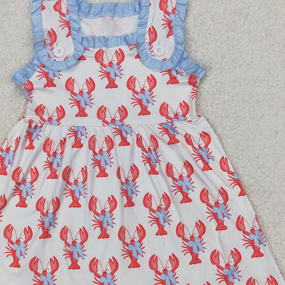 4.08 GSD1955 RTS NO MOQBaby Girls Peach Sleeveless Bows Crayfishes Dresses