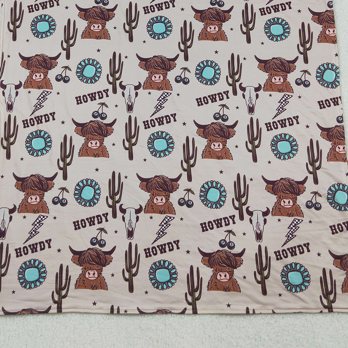 10.14 RTS NO MOQ (In stock)BL0153 Baby Toddler Children Western Highland Cows Howdy Blankets