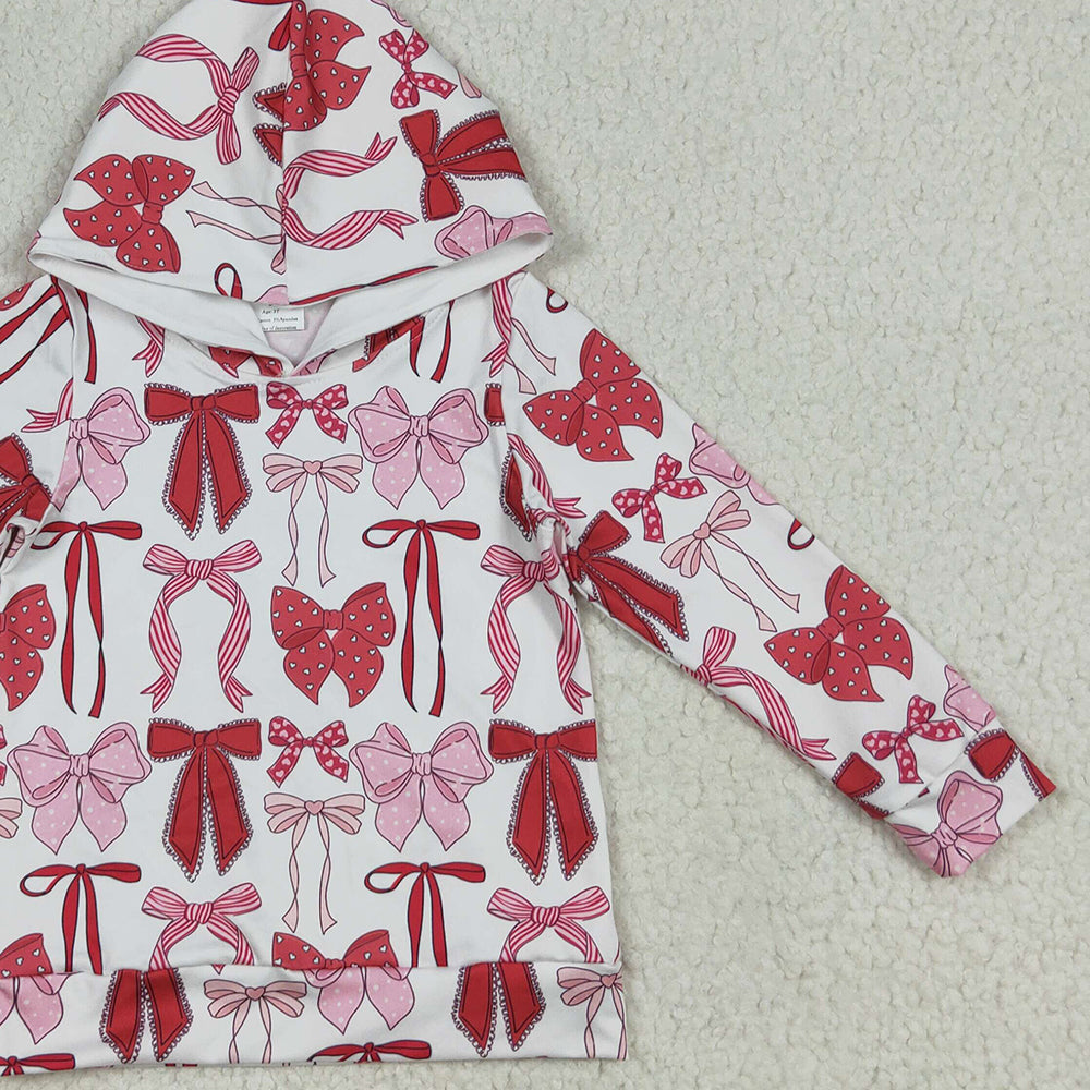 GT1059RTS NO MOQ Baby Girls Long Sleeve Tops Baby Girls Long Sleeves Pink Bows Plaid Hoodies Top