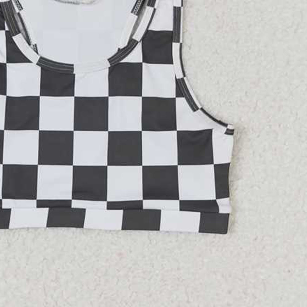 6.03 GT0522 New Rts No Moq 8-9 Days By Air Arrived it Sleeveless black plaid baby girls shirt