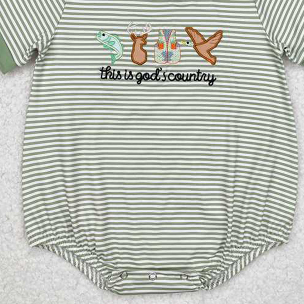 USA Shop (in stock)SR2263 This is god's country fish deer duck baby boy romper