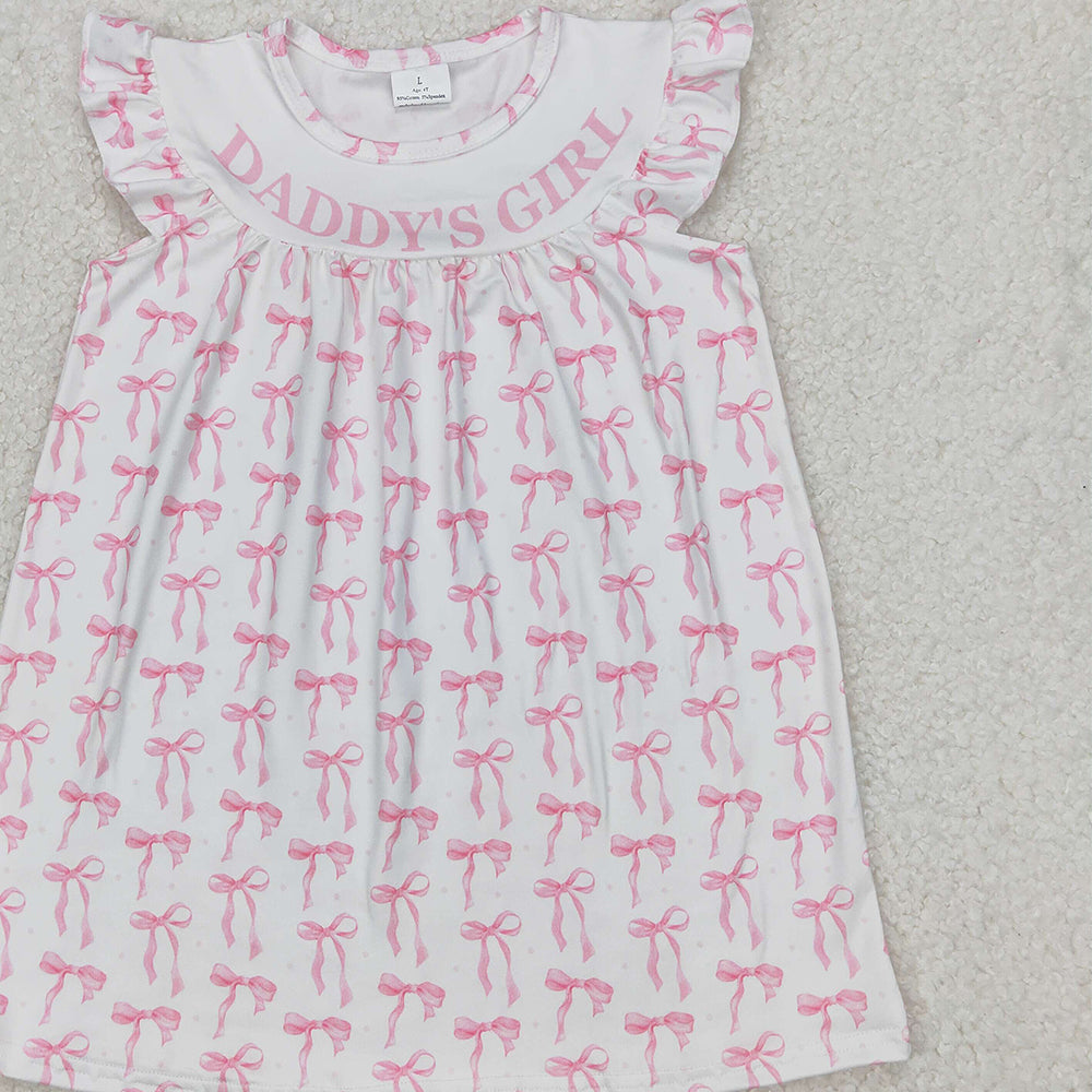 4.07 GSD2054 RTS NO MOQ Baby Girls Summer Dress Daddy's girl pink bow baby kids summer dresses