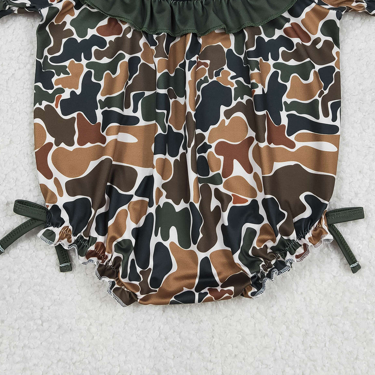 3.16 RTS NO MOQ (In stock)SR3916 Children's Fashion Romper Embroidery Daddy's Girls Southern Dark Brown Camo Ruffle Rompers
