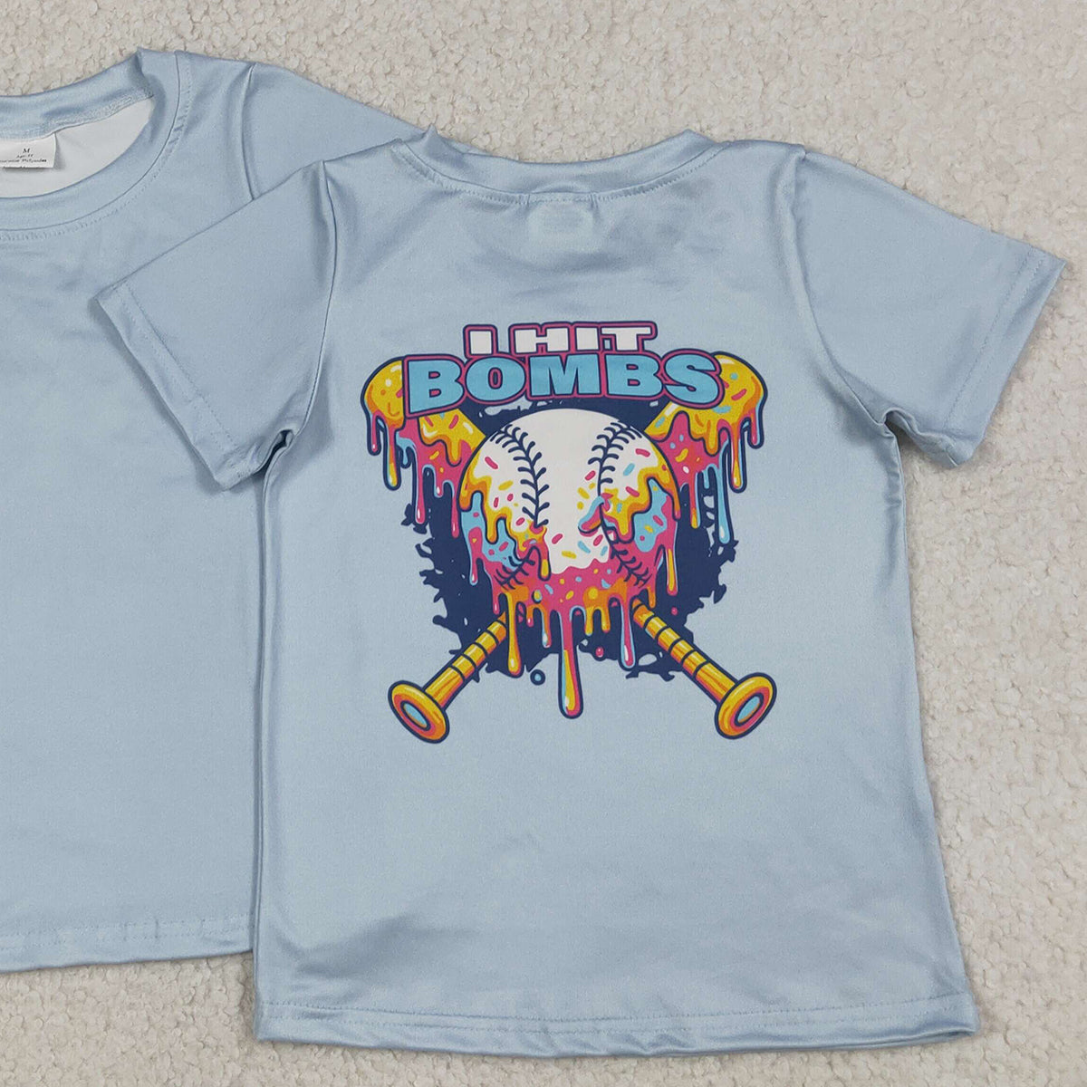 4.8 BT1251 RTS NO MOQ (In stock)Light blue baseball kids boys summer shirt