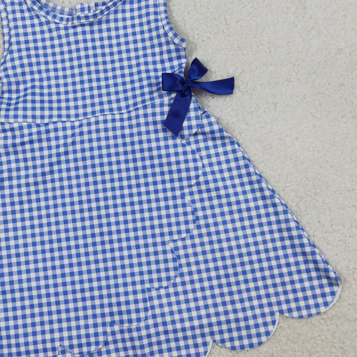 3.30 RTS NO MOQ (In stock)GSD3427 sleeveless blue plaid kids girls summer athletic dress