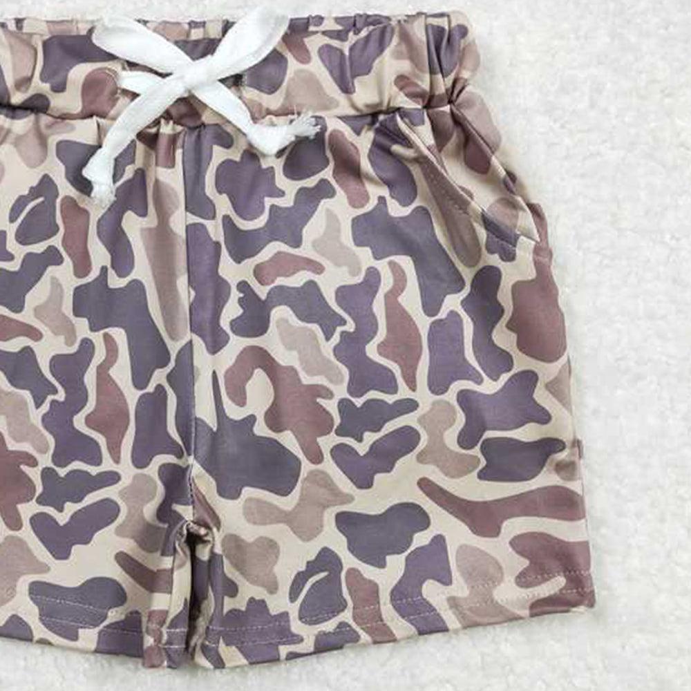 USA Shop (in stock)SS0372Khaki Camouflage Baby Kids Hunting Shorts with Pockets Boys Girls Camo Utility Clothing for Little Shooters