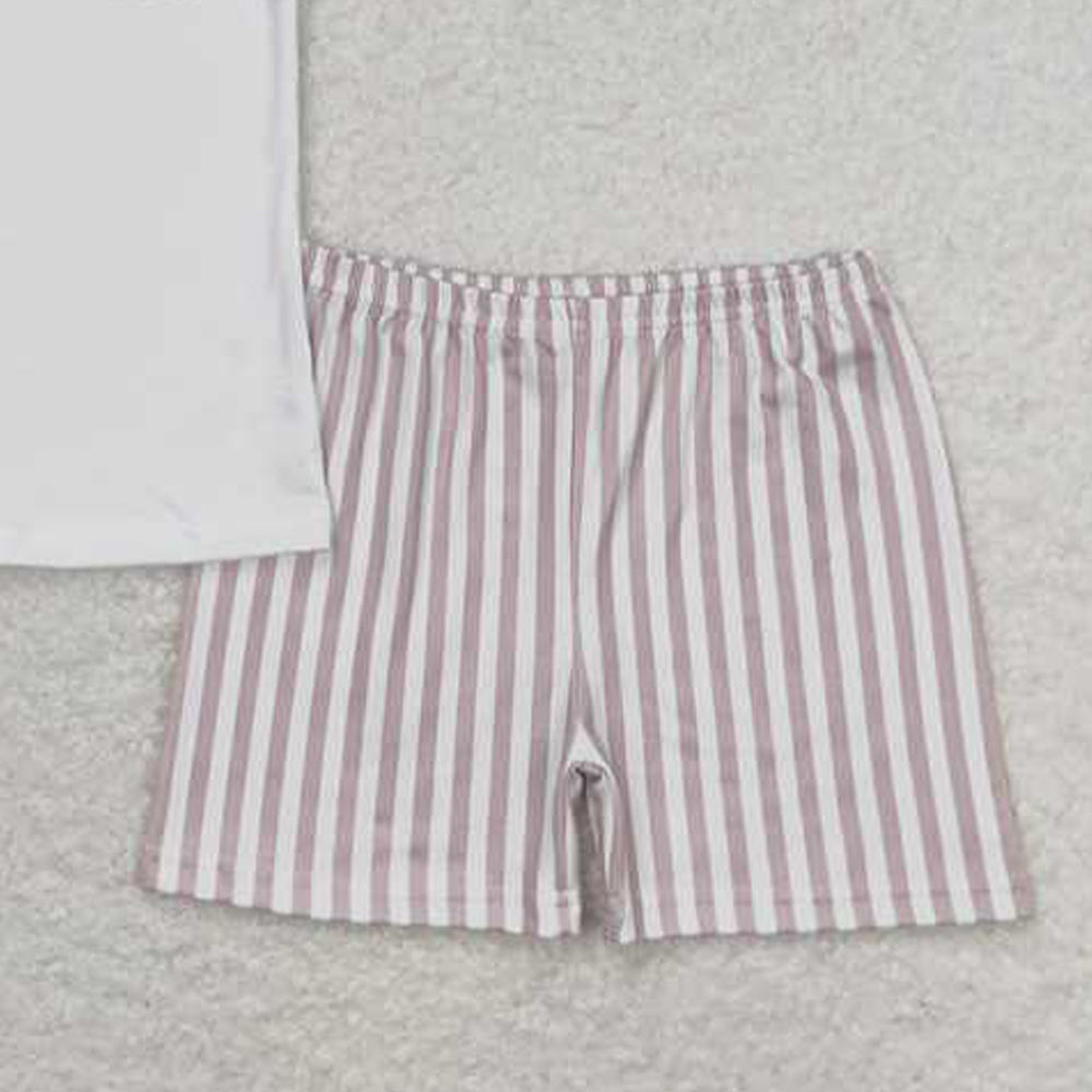 5.19 BSSO0826 RTS NO MOQ White starfish top stripe shorts boys summer outfits