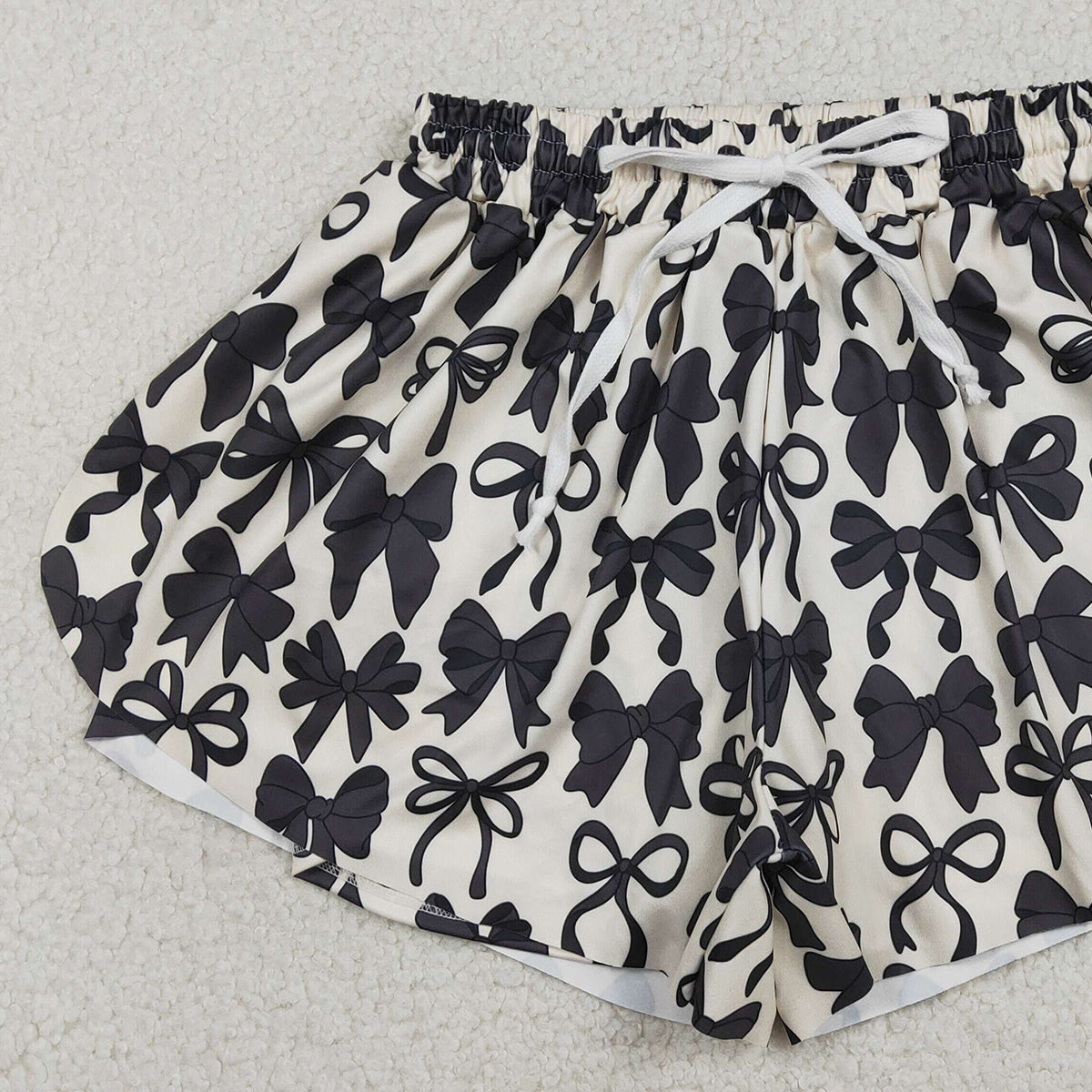 12.29 RTS NO MOQ (In stock)SS0765 Adult Women Black Bows Yoga Active Shorts Bottom