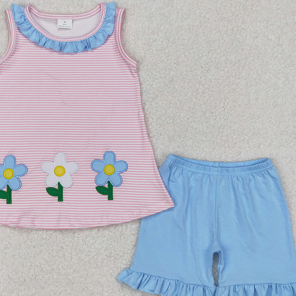 4.08 GSSO1983 RTS NO MOQ Sleeveless starfish shell castle top shorts girls summer clothes