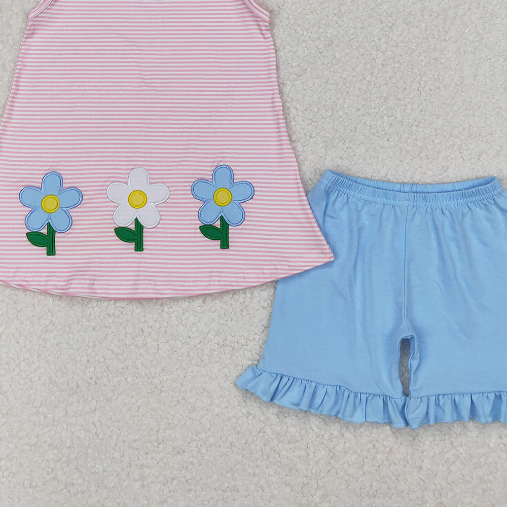 4.08 GSSO1983 RTS NO MOQ Sleeveless starfish shell castle top shorts girls summer clothes