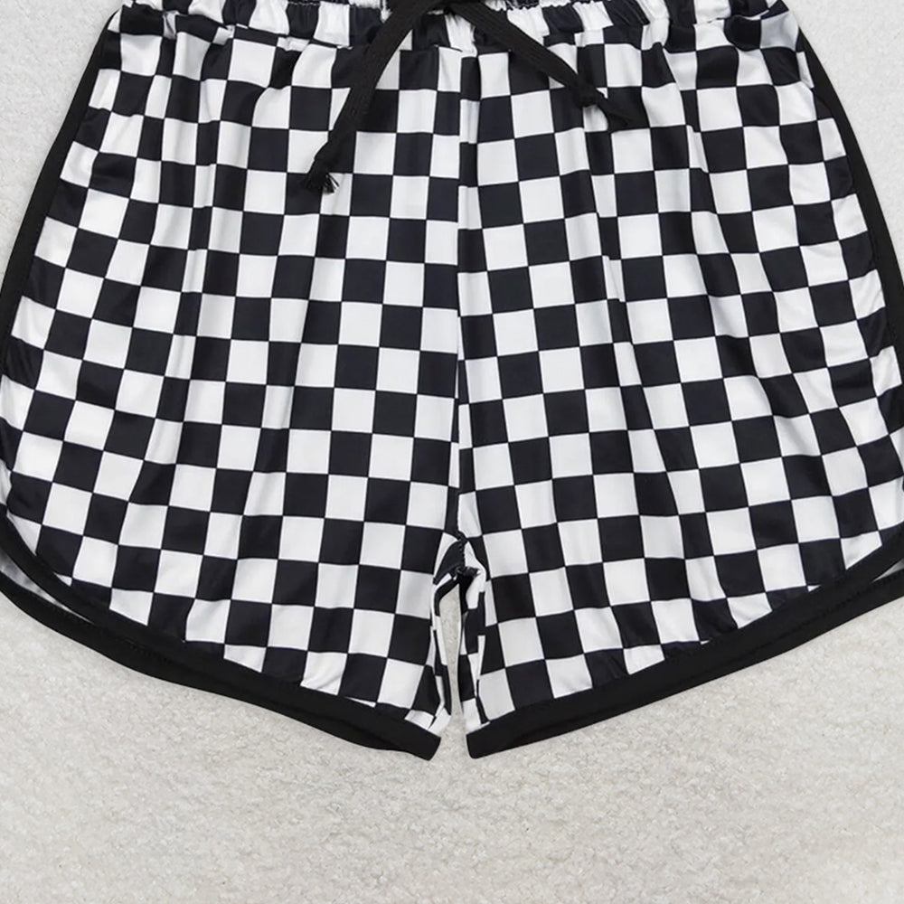 USA Shop (in stock)SS0279 Adult Women's Summer Shorts Adult Women Black Checkered Shorts Bottoms