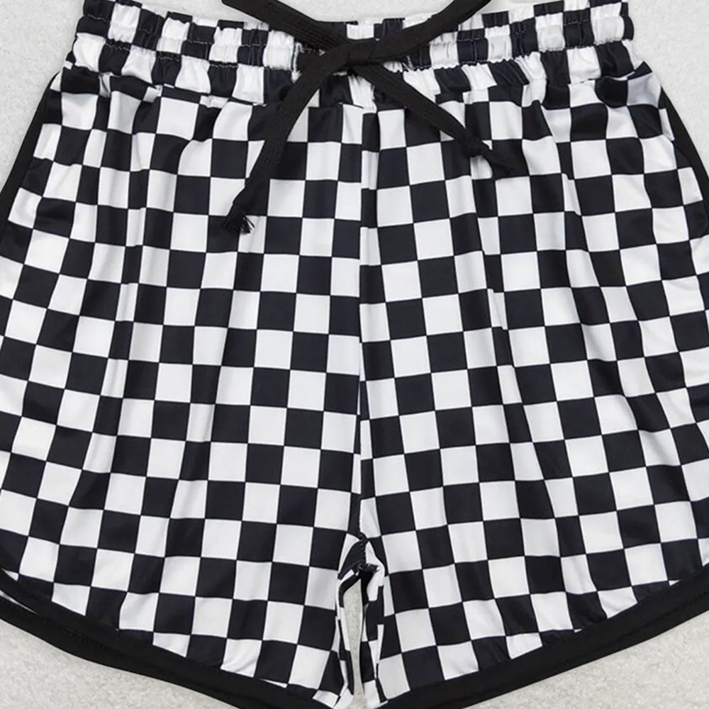 USA Shop (in stock)SS0279 Adult Women's Summer Shorts Adult Women Black Checkered Shorts Bottoms