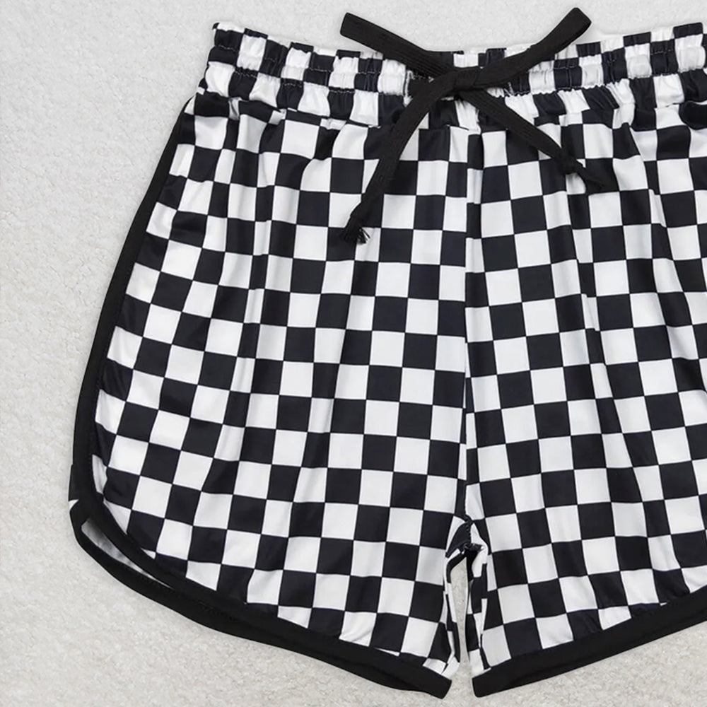 USA Shop (in stock)SS0279 Adult Women's Summer Shorts Adult Women Black Checkered Shorts Bottoms