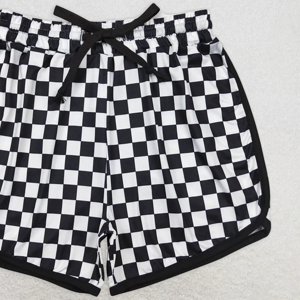 USA Shop (in stock)SS0279 Adult Women's Summer Shorts Adult Women Black Checkered Shorts Bottoms