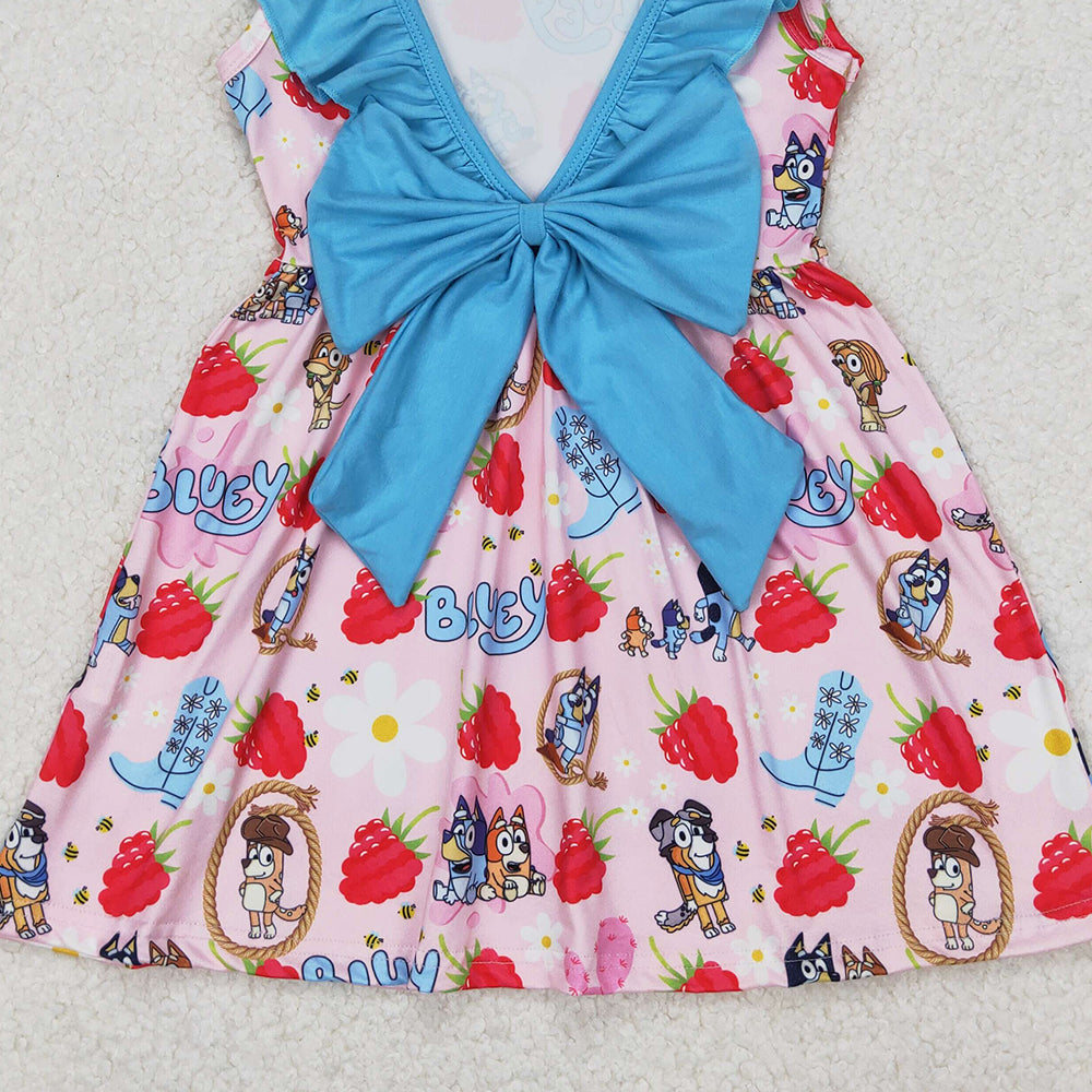 4.25 GSD1813 RTS NO MOQ Sleeveless ruffle dog strawberry boots girls dresses