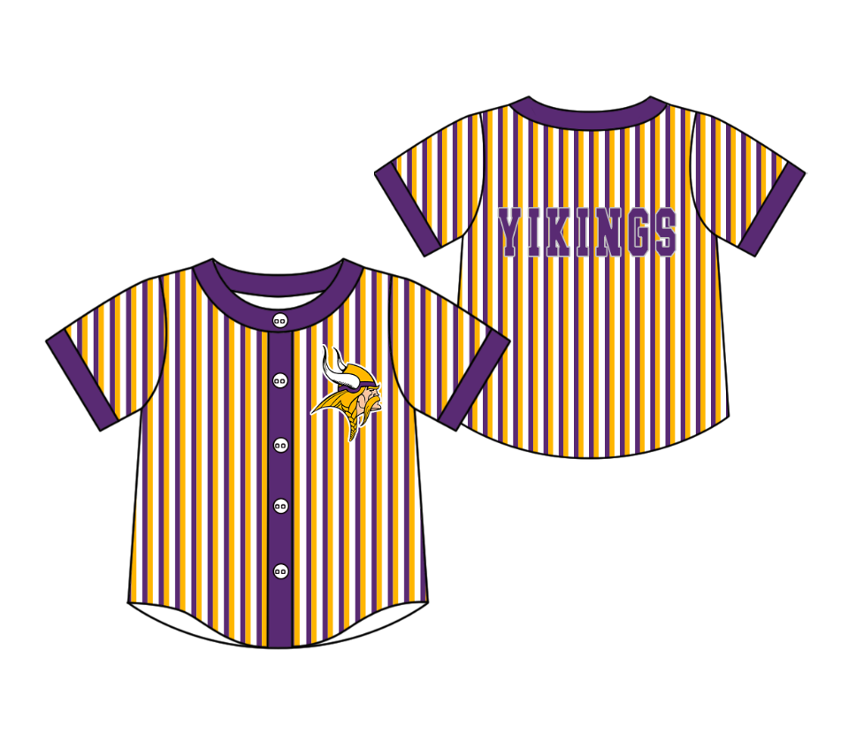 3.5 CUSTOM MOQ 5 Cute Kids Clothing Baby Kids Purple Golden Stripe Short Sleeve Team T-shirts Top