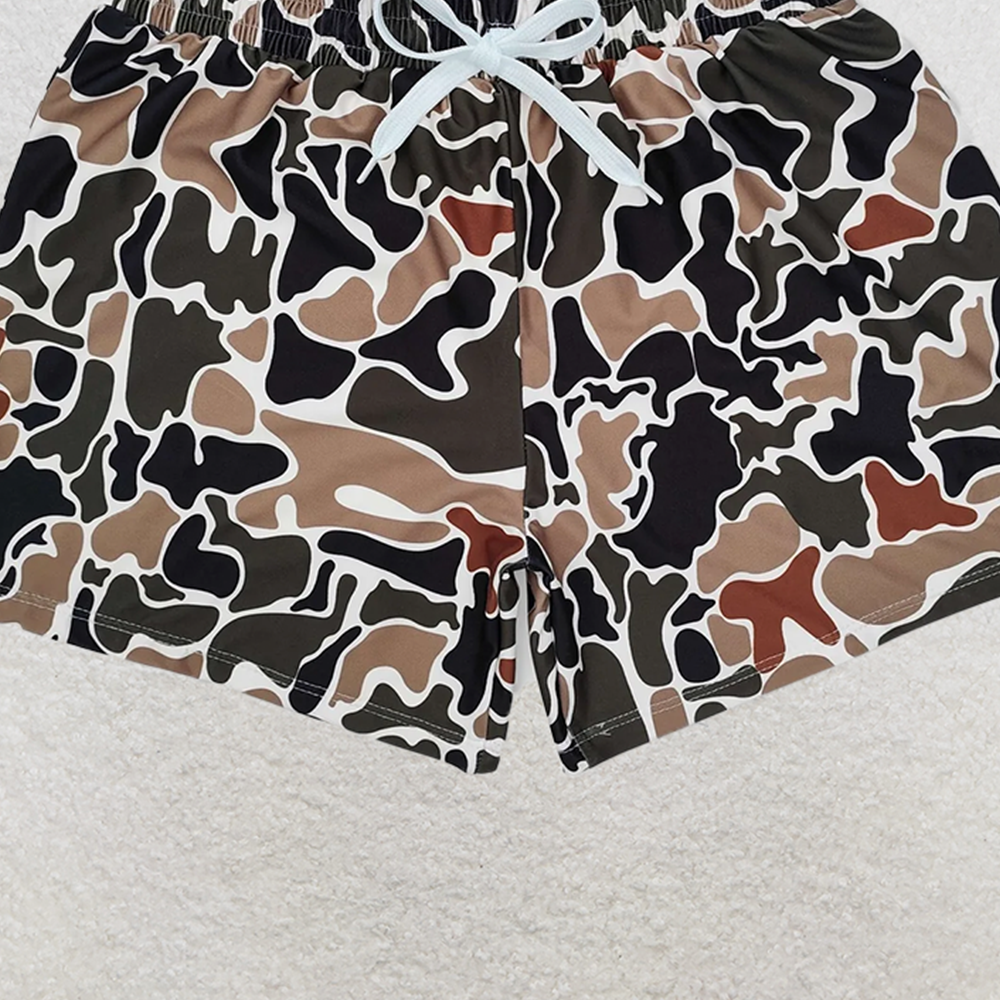 4.07 S0479 RTS NO MOQ Baby Boys Summer Swimsuits Brown camo kids boys summer swim trunks
