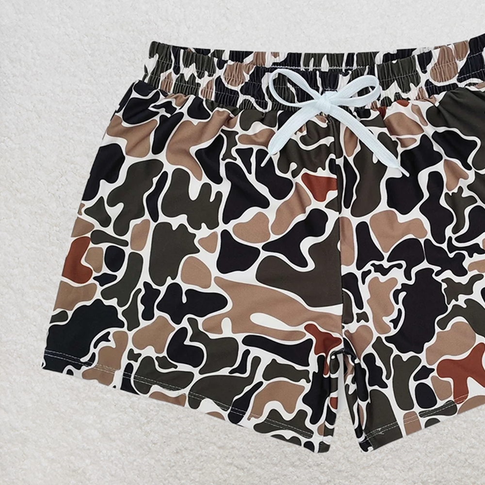 4.07 S0479 RTS NO MOQ Baby Boys Summer Swimsuits Brown camo kids boys summer swim trunks