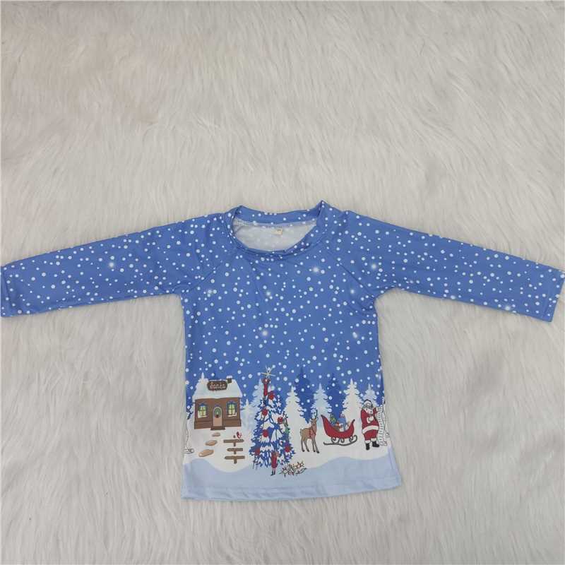 6A1-6 Baby Boys Snow Deer Santa Long Sleeve Shirts
