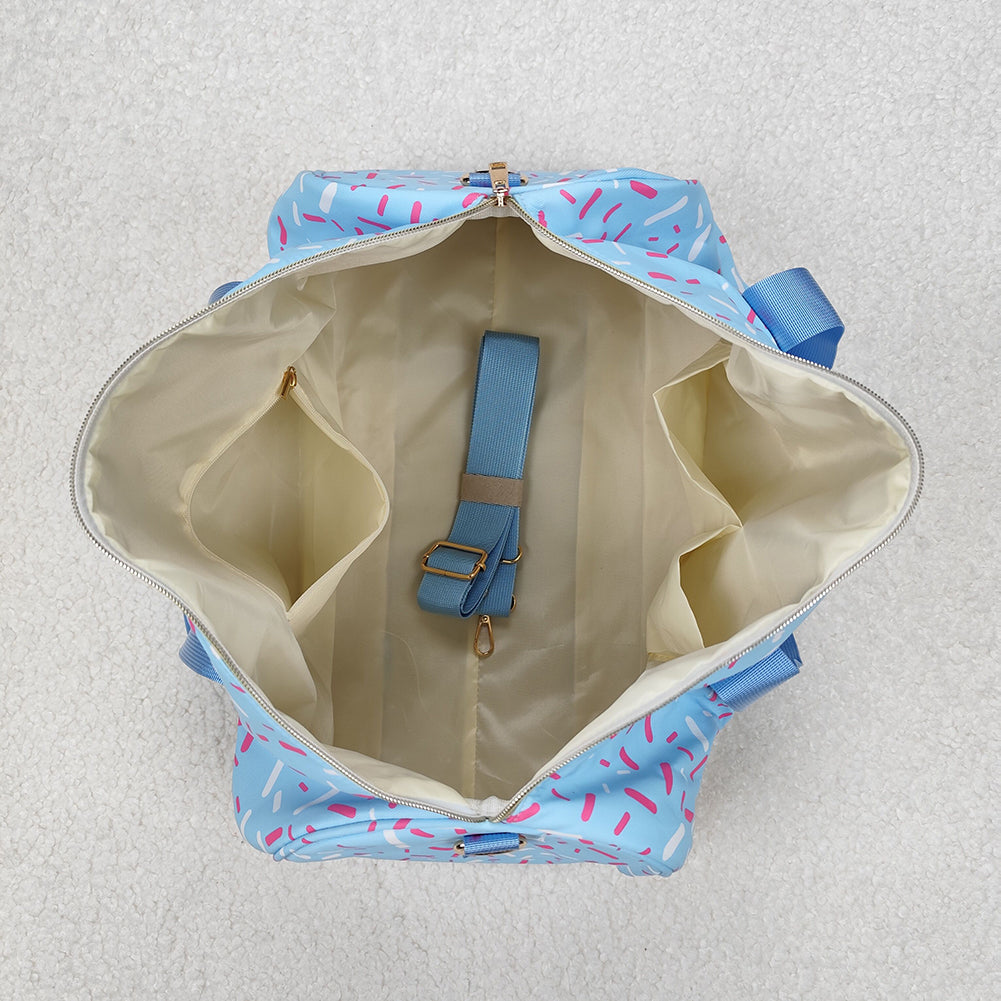 BA0286RTS NO MOQ Baby Bags Light Blue Straps Duffel Bag Sprinkle Design Casual Unisex Shoulder Bag for Travel And Sports