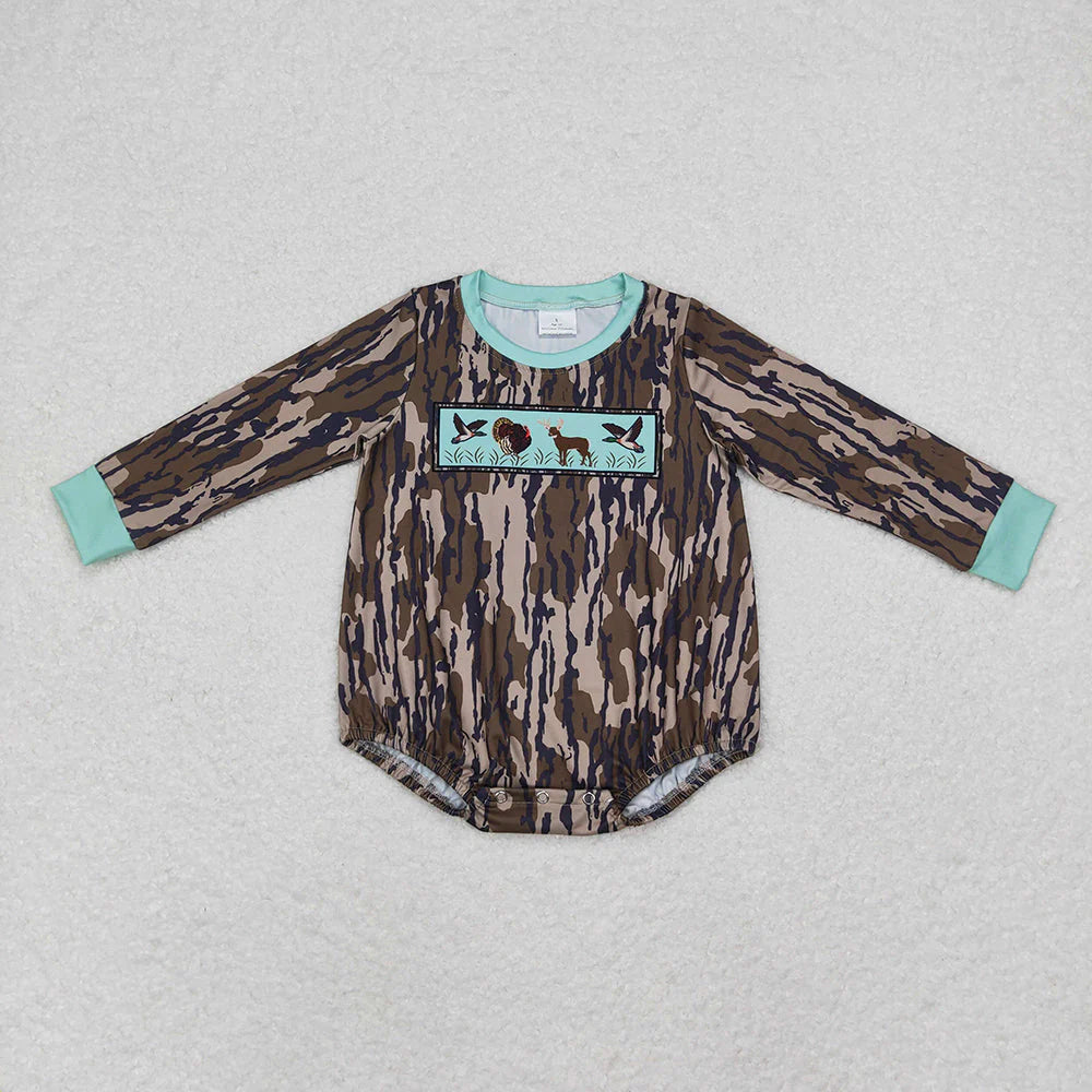 12.26 RTS Sibling Baby Boys Turkey Duck Bottomland Rompers Sets