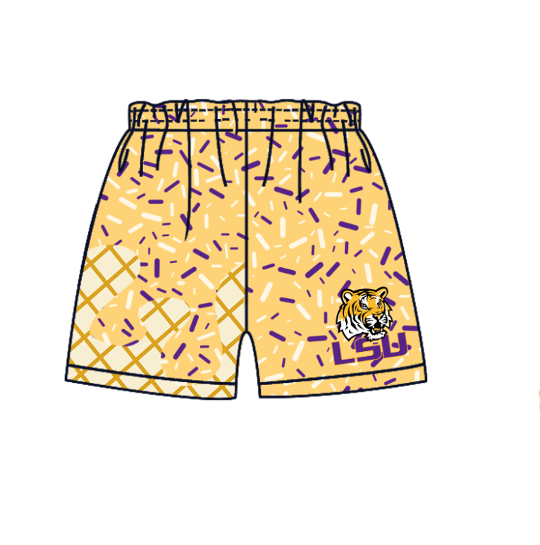 6.03 Custom MOQ 5 LSU Purple and yellow series summer girls clothes