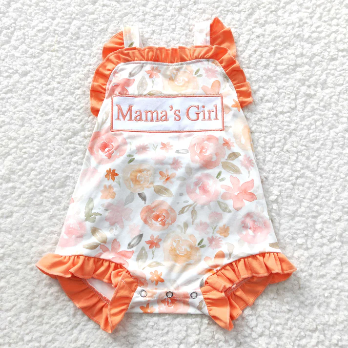 Mommy's Girl Orange Floral Dresses Rompers Clothes Sets