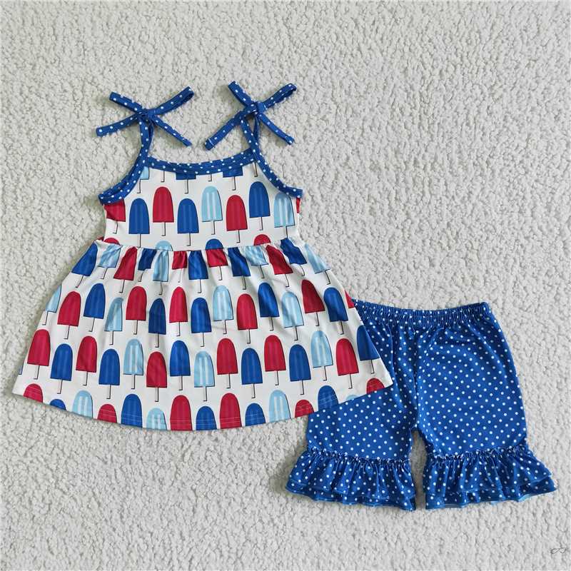 Blue dots short outfits