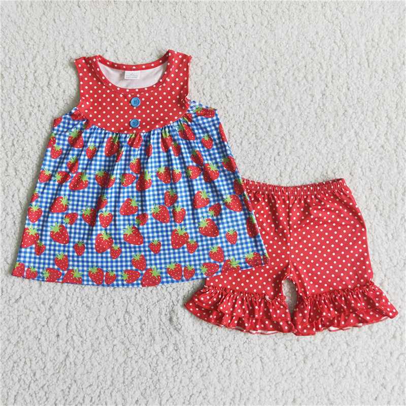 Open media 1 in modal AIER-1 Strawberry dots exquisite ruffles Shorts sets