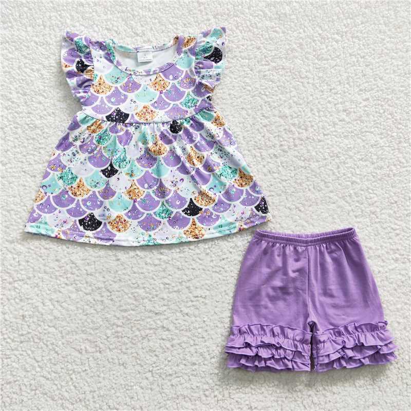 Purple scale soft shorts set