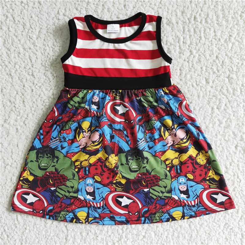 A16-5 Girl Striped Sleeveless Dress