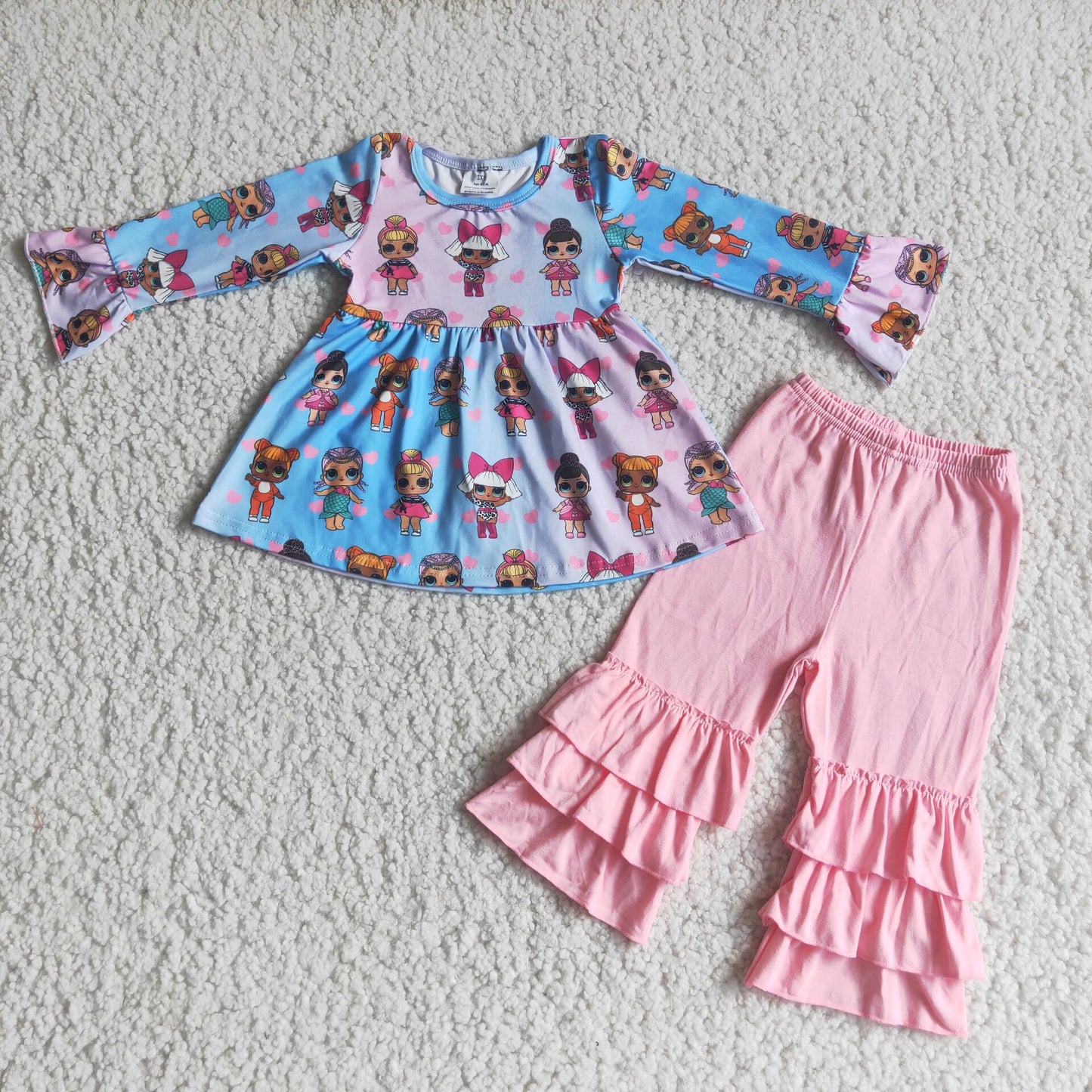 6 A24-26Cute dolls tunic match ruffle pants boutique girls clothing