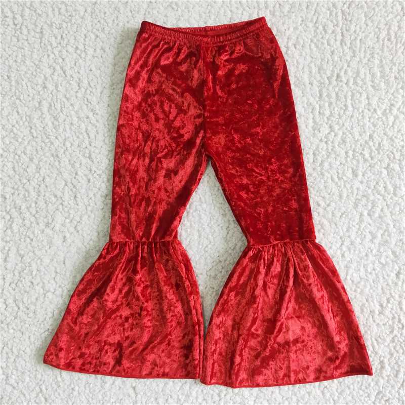 C3-12 A6-1-1 A6-5 B3-11 A4-21-2 A7-21-1 Baby Girls Solid Velvet Flared Pants