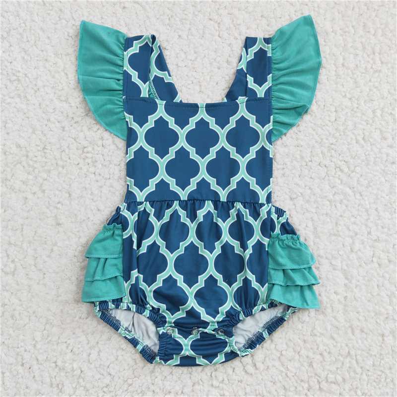 C8-1-1 Dark blue pattern romper