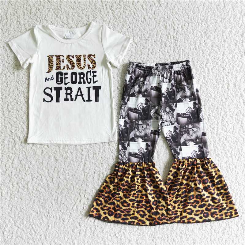 A18-10 Jesus bell bottom pants set